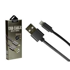 CABO USB PARA IPHONE METAL 1M PRETO/PRATA SJX-11