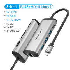 HUB TYPE-C 3 PORTAS USB 3.0 8 EM 1 CNDHB VENTION