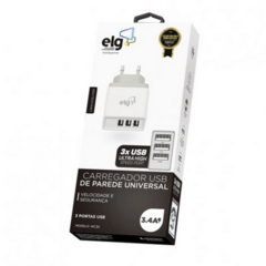 CARREGADOR CELULAR AC/USB ELG EC3S 3.4A