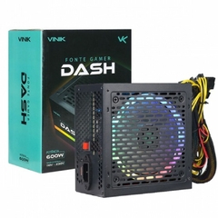 FONTE GAMER DASH 600W PRETO COM FAN LED RGB - VFG600WPR