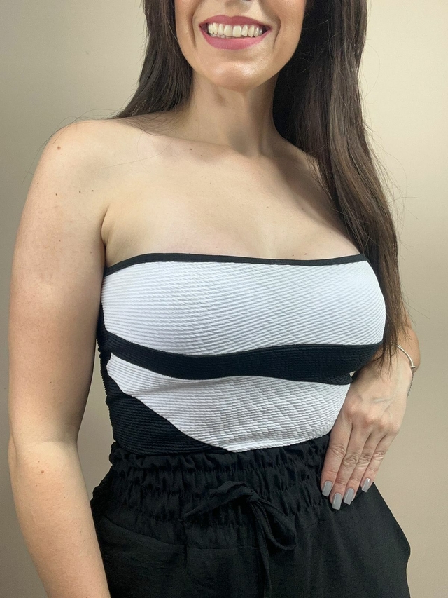 Body Feminino Tomara Q Caia Bicolor