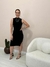 Vestido Feminino Midi Gola Alta com Fenda Canelado Premium