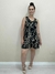 Vestido Curto Saia em Camadas Decote V Viscolinho Estampado - comprar online