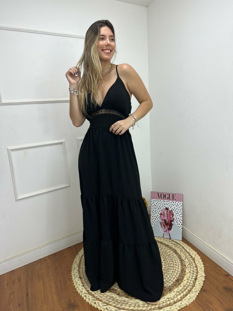 Vestido Longo Duna Alcinha Detalhe Renda - Atual Malhas