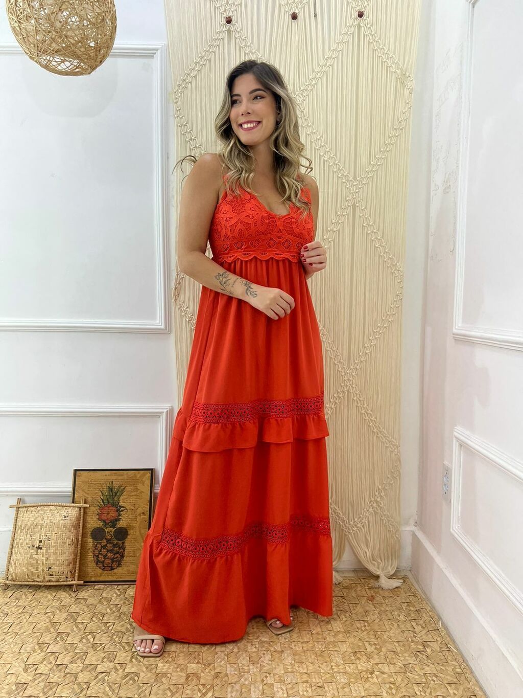 Vestido Longo Barra Renda SD740 Atual Malhas