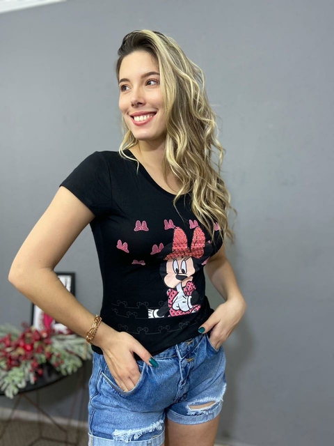 T-Shirt Juvenil Minnie Laço - Comprar em Atual Malhas