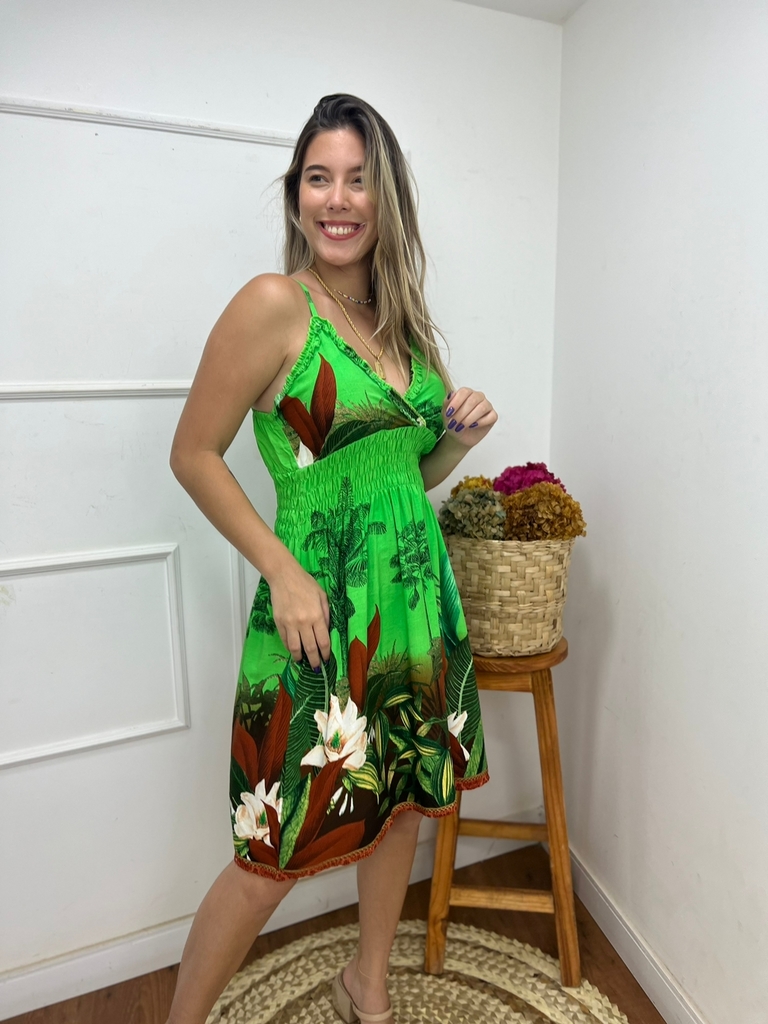 Vestido Curto Viscose Flávia Alcinha Meio em Lastex