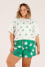 Pijama Feminino Curto Algodão Green Stars Plus Size Cor com Amor 18110