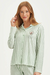 Pijama Feminino Longo Aberto Listra Verde Urso Cor com Amor 18138 - comprar online