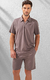 Pijama Masculino Curto Modal Gola Polo Asfalto Mixte 21272