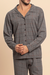 Pijama Masculino Longo Aberto Grid Cinza Lua Encantada 21310 - comprar online
