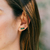 Brinco Ouro 18k Ear Cuff com 3 Pedras Crisopázio Verde