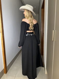 Vestido Longo com Manga Longa Gringa - Preto na internet