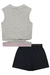 Conjunto de Cropped em Canelado Maui Mescla Disconect e Shorts Saia em Moletom Preto Vic&Vicky - comprar online