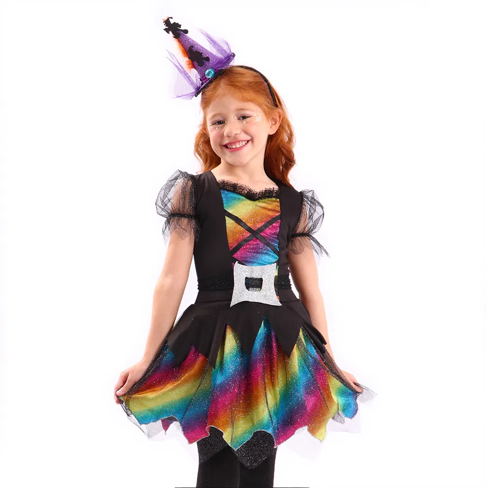 Fantasia Halloween Infantil Menina Vestido Bruxinha Morcego