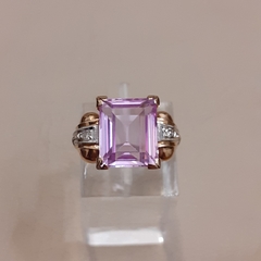 Anillo Antiguo oro 18k rosa de francia diamantes