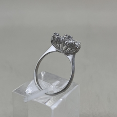 Anillo Roseta oro blanco 18k Diamantes brillantes 3 7g Compromiso