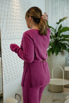 conjunto tricot musseline canelado - fúscia - comprar online