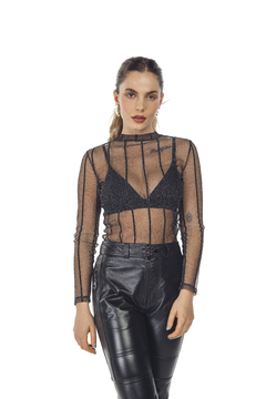 blusa segunda pele preta listra lures les marie brand - comprar online