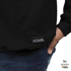 BUZO CUELLO REDONDO WAFFLE NEGRO - 980N en internet