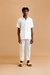 white composite linen dress pants