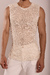 Sleeveless shirt and circular collar made in crochet with pearls - buy online