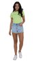 Short Jeans Feminino Barra Desfiada Lateral Color - loja online