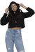 Jaqueta Jeans Feminina Cropped Black Com Capuz