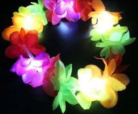 Vincha/Corona Hawaiana de flores LED