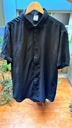 Camisa Italiana Lino mangas cortas Negra - NBRD