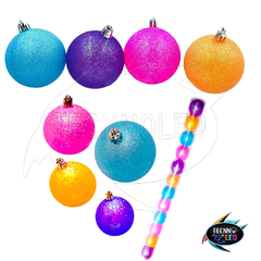Bola de Natal Translucida Glitter Collor 12 Peças 5cm Enfeite para Arvore