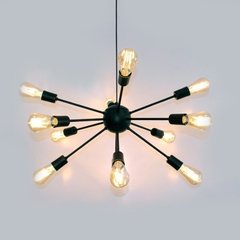 Luminária Lustre Pendente Sputnik Átomo Preto Design - comprar online