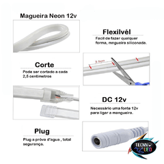 Mangueira Led Neon Flex 12v 5M Azul na internet