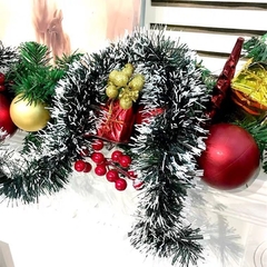 Festão Luxo 11cm Verde Natal ponta nevada 2mt para decoração - comprar online