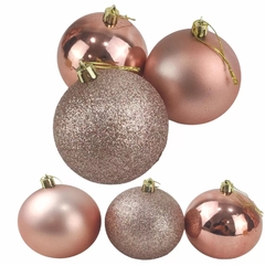 Bolas Para Árvore De Natal Enfeite Decoração 5cm 6 unidade Rosa gold na internet