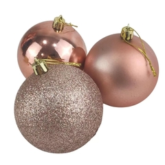 Bolas Para Árvore De Natal Enfeite Decoração 5cm 6 unidade Rosa gold - comprar online