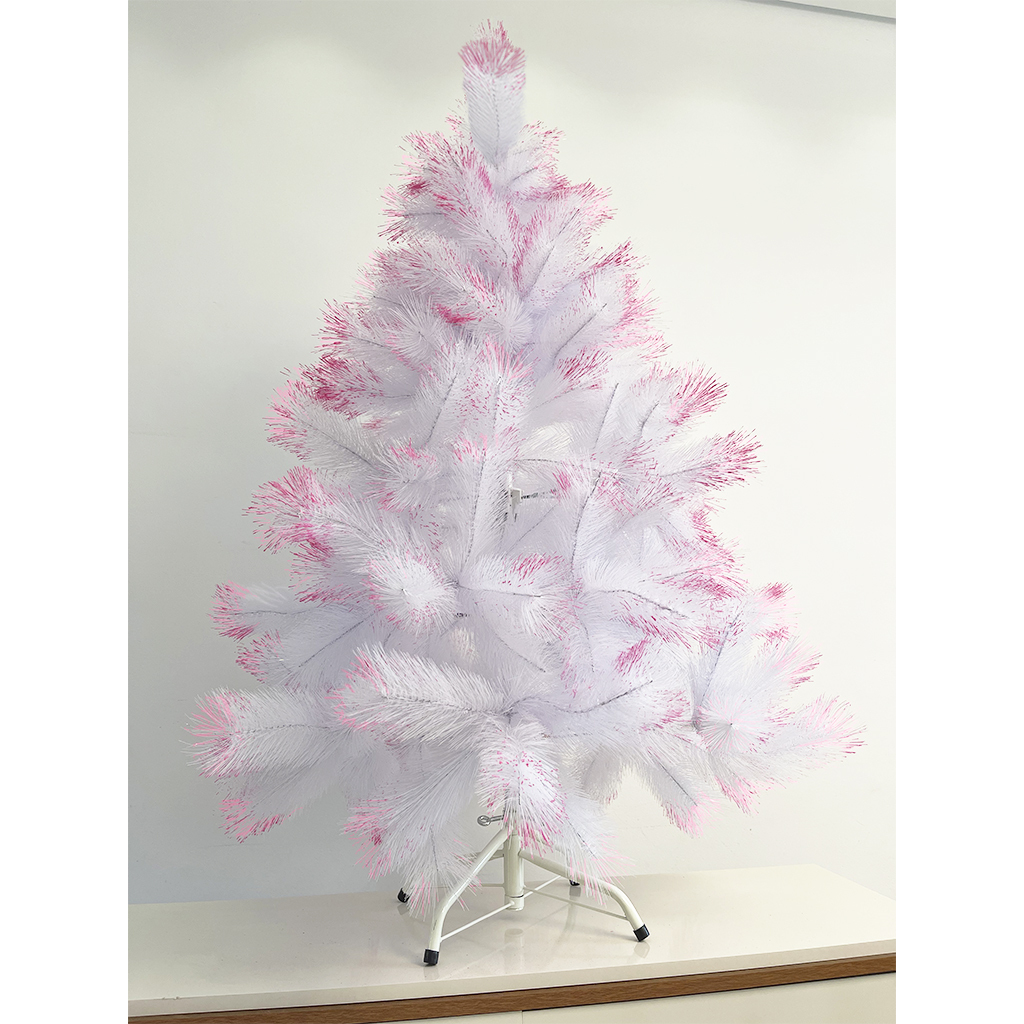 Árvore de Natal Pinheiro Branco c/ Rosa 1,20mt Luxo