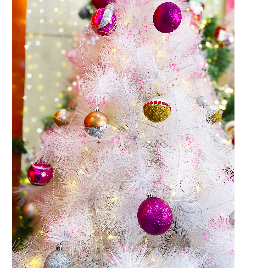 Árvore de Natal Pinheiro Branco c/ Rosa 1,20mt Luxo