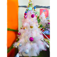 Imagem do Árvore de Natal Pinheiro Branco c/ Rosa 1,20mt Luxo