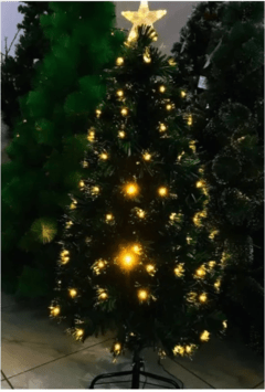 Árvore de Natal Led 0,90cm Fibra Ótica 8 Funções Branco Quente