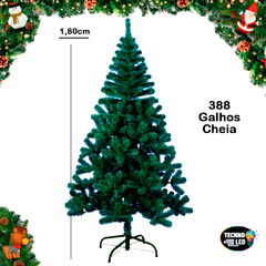 Árvore de Natal Tradicional Pinheiro 1,80cm Verde 388 Galhos Cheia