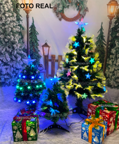 Arvore Natal Fibra Com Estrellinhas 60cm Led Rgb 8 Funçao - loja online
