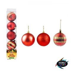 Bola Cristal de Natal Vermelha 6 Peças 6cm Enfeite para Arvore - comprar online