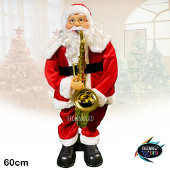 Papai Noel 60CM Com Saxofone Dançante Musical Decoração Natal Bivolt