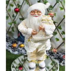 Boneco Papai Noel 30cm Roupa Branca e Dourado Enfeite para Natal P01 - comprar online