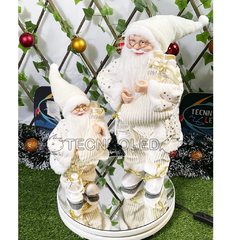Boneco Papai Noel 30cm Roupa Branca e Dourado Enfeite para Natal P01 na internet