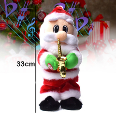 Boneco Papai Noel Musical Dancando e Tocando Saxofone Decoração Natal Divertido