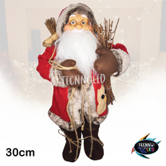 Boneco Papai Noel 30cm Roupa Vermelho Corujinha Galho Enfeite para Natal P06