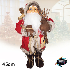 Boneco Papai Noel 45cm Roupa Vermelho Corujinha Galho Enfeite para Natal P06