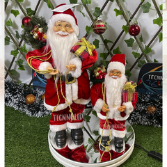 Boneco Papai Noel Saco e Caixa de Presente Natal Vermelho Luxo 30cm Enfeite P05 - comprar online